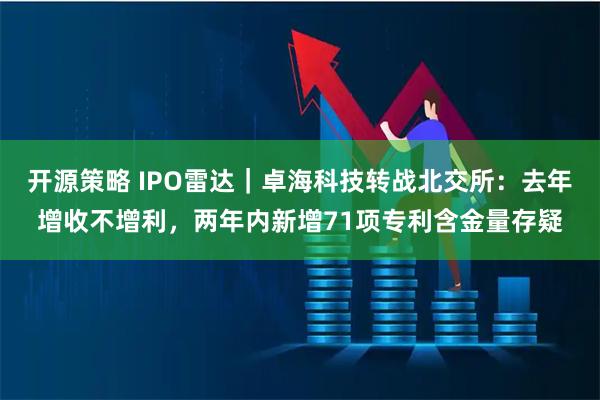 开源策略 IPO雷达｜卓海科技转战北交所：去年增收不增利，两年内新增71项专利含金量存疑
